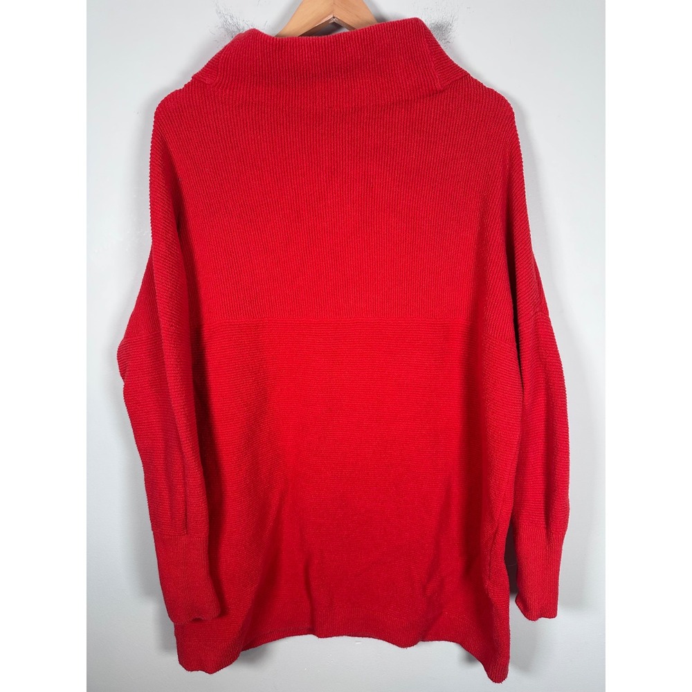 Free People Ottoman Slouchy Tunic Women Large Red Oversized Boho Ribbed Sweater - Picture 6 of 9